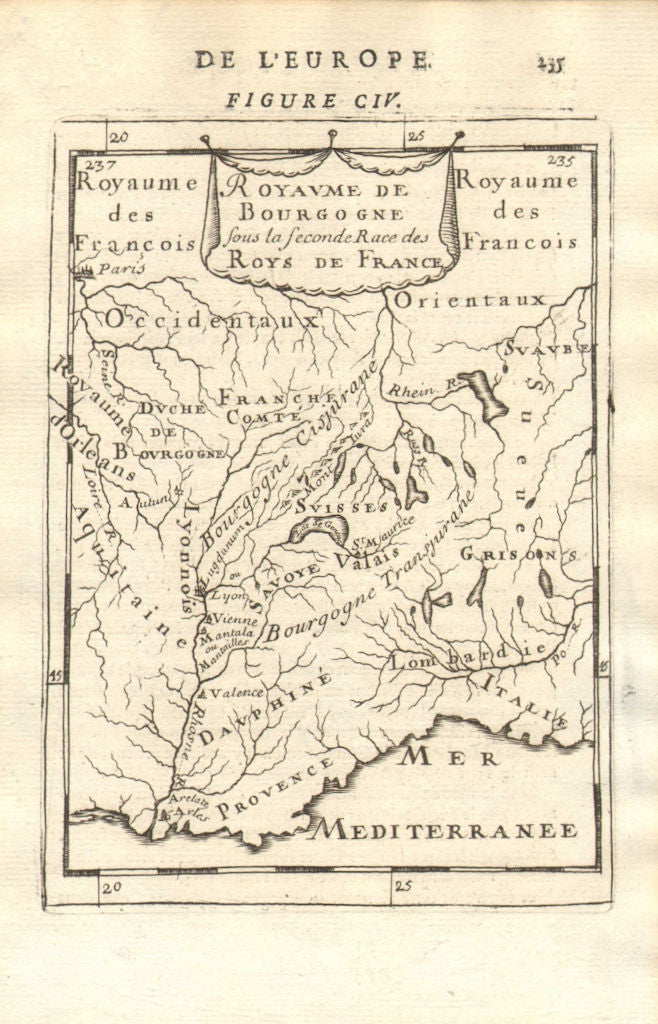 2ND KINGDOM OF BURGUNDY. 'Royaume de Bourgogne'. Lyon Rhone. MALLET 1683 map